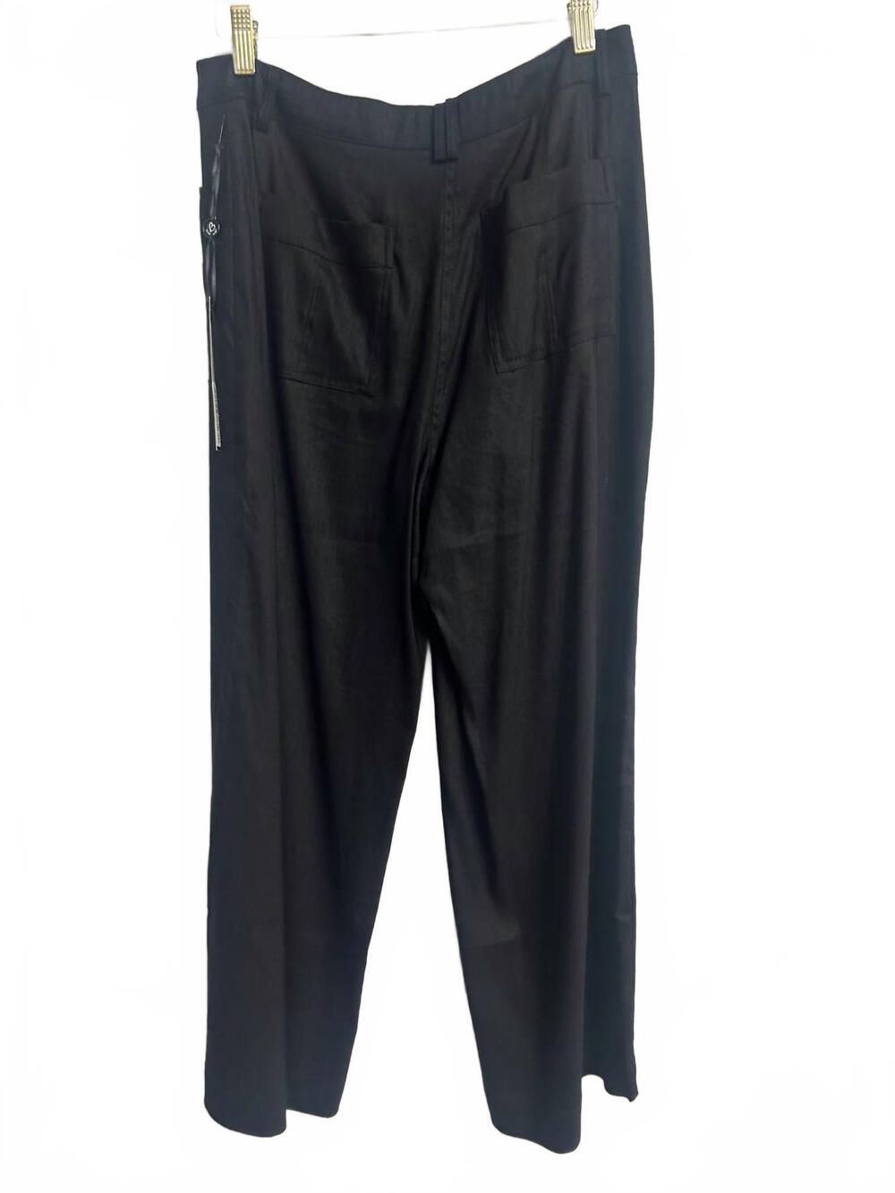 NEW CHARLIE B women's linen wide leg pants in black